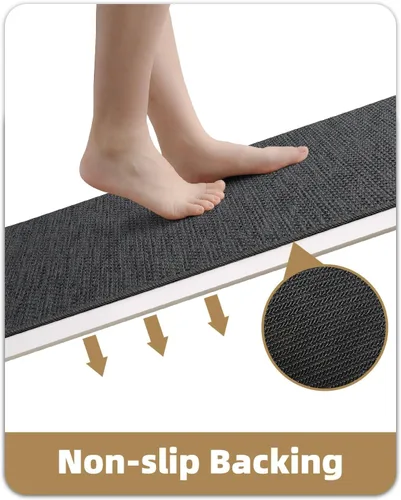 Miniatura 5 de Color&Geometry Alfombras y tapetes de cocina antideslizantes, lavables, absorbentes, fáciles de limpiar, tapetes de cocina para frente del Gris