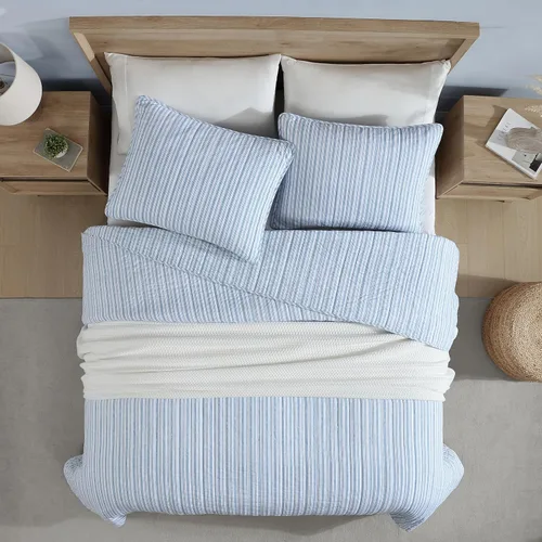 Miniatura 2 de Nautica - Juego de edredón tamaño Queen, ropa de cama de algodón suave y reversible, ligera para comodidad durante todo el año, juego de cama de 3