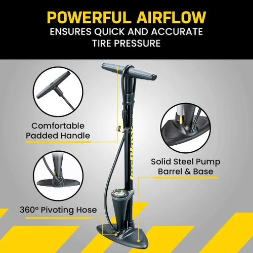 Miniatura 6 de Topeak JoeBlow Max Hp Bomba de piso para bicicleta, 160 Psi/11 Bar, TwinHead, se adapta a válvulas Presta, Schrader y Dunlop