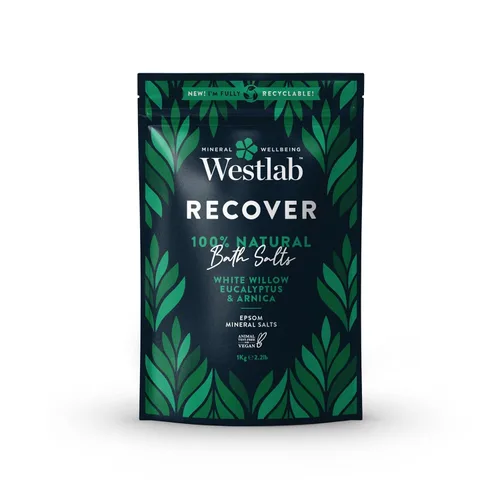 Westlab - 2.2 lbs - Recupera sales de Epsom infundidas con sauce blanco y eucalipto - Calma los músculos doloridos y aumenta la recuperación - Bolsa