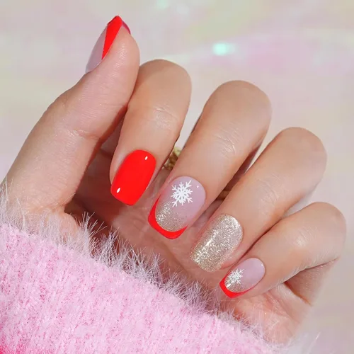 Miniatura 8 de Jofay Fashion - Uñas cortas a presión con diseño de ojo de gato, elegantes uñas cuadradas moradas, uñas postizas de gel suave, uñas postizas