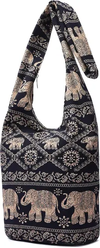 Miniatura 33 de Bolsa de hombro para mujer, de lona en estilo hippie/bohemio para llevar cruzada al hombro, disponible en diferentes colores y estampados