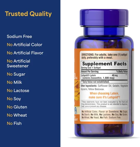 Miniatura 7 de Puritan's Pride Luteína Carotenoide Lutigold™ Premium 40 mg con zeaxantina para hombres y mujeres, suplemento dietético para apoyo de la salud