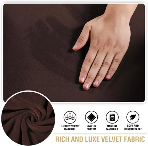 Miniatura 5 de H.VERSAILTEX Fundas de terciopelo elástico para silla con cojín en forma de T para sala de estar, funda de sofá, funda de asiento con cojín