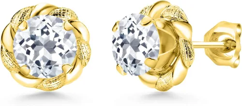 Miniatura 86 de Gem Stone King Aretes de plata de ley 925 de 0.236 in con piedra natal redonda para mujer