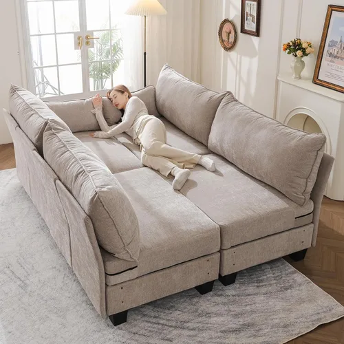 Miniatura 11 de Sofá de dos plazas de 53'' con almacenamiento en todos los asientos, sofá seccional modular con asiento profundo, cómodo sofá de gran
