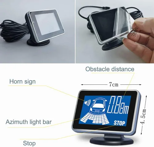 Miniatura 5 de Sistema de radar de copia de seguridad inversa del vehículo del coche con 4 sensores de estacionamiento Kit de detección de distancia trasera
