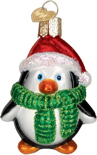 Old World Christmas Colección de Pingüinos Adornos de Vidrio Soplado, 2 ¾ pulgadas, Pingüino Juguetón