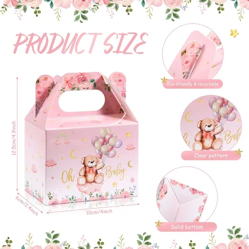 Miniatura 2 de Spakon 36 cajas de oso para baby shower, cajas de regalo, lindas decoraciones de papel de dulces de galletas para baby shower, revelación de género