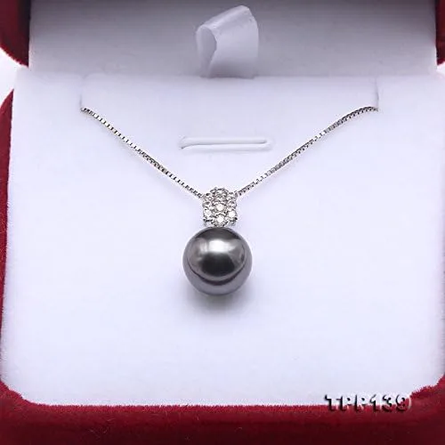 Miniatura 5 de Plata de ley jyx 9,5mm Tahitian Perla Cultivada Collar con Colgante
