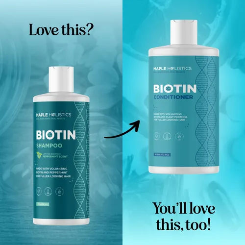 Miniatura 7 de Champú voluminizador de biotina para cabello fino - Champú para cabello fino con menta, argán y aceites esenciales para el cuidado del cabello