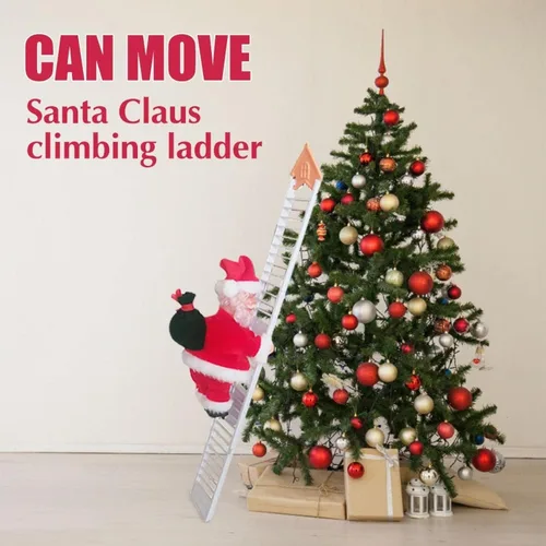 Miniatura 4 de Escalera Trepadora de Santa, Divertida Decoración de Santa Claus Eléctrico Trepando Escalera de Cuerda, Juguete Muñeco de Santa Trepador