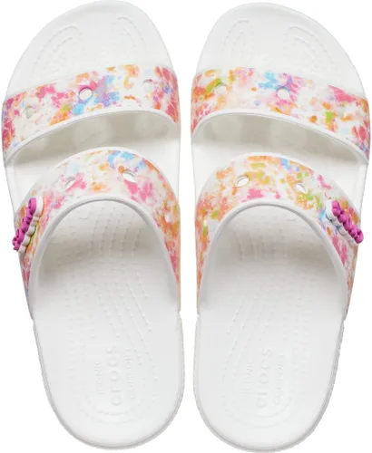 Miniatura 4 de Crocs - Sandalias clásicas de dos tiras para adultos, Multicolor / blanco , 15 Women/13 Men