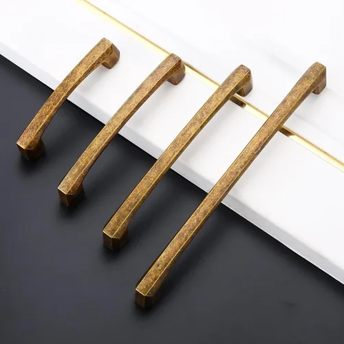 Miniatura 5 de Juego de 10 pomos de gabinete de 1 pulgada de latón antiguo para cajones de cocina - Manijas vintage retro cuadradas para tocador