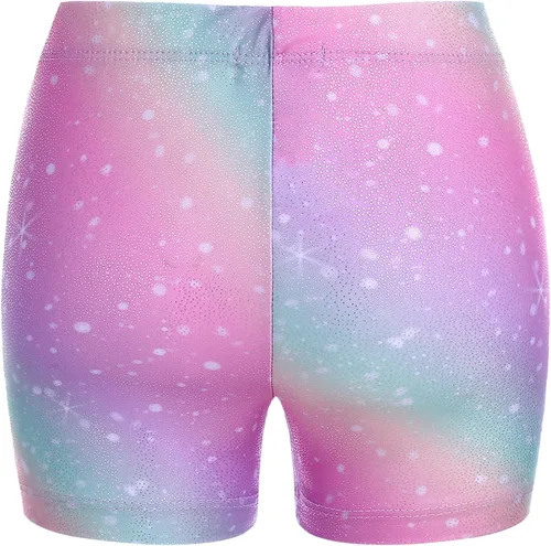 Miniatura 3 de Zaclotre Pantalones cortos de gimnasia para niños y niñas bailarina con brillo pantalones cortos de gimnasia atlética