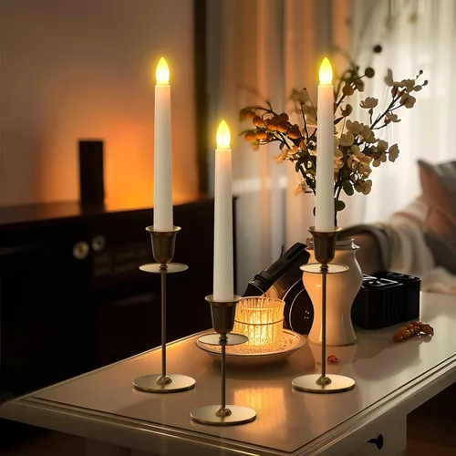 Miniatura 4 de PChero - Velas LED sin llama con temporizador remoto, 7.9 pulgadas, color marfil Funciona con pilas, flotante, parpadeante, boda, Halloween, 6