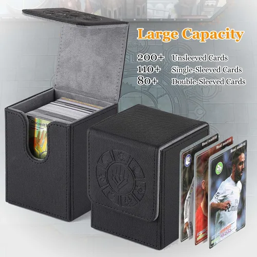 Miniatura 2 de Caja para mazos de cartas Arkeiliy, caja de almacenamiento de más de 110 cartas MTG con 50 fundas para cartas, estuches coleccionables para cartas