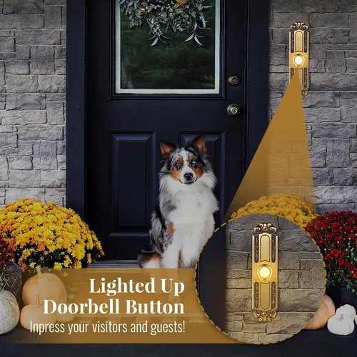 Miniatura 5 de Dreyoo Botón de metal iluminado para timbre, interruptor universal de apertura de puerta de garaje con luz LED compatible con la mayoría de timbres