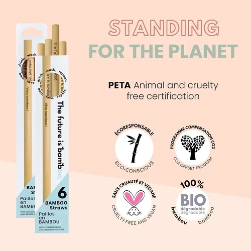 Miniatura 2 de The Future is Bamboo - Pajitas de bambú, reutilizables, biodegradables, paquete de 6