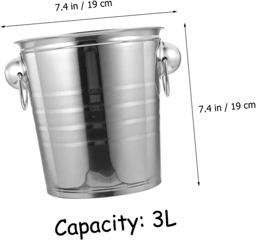 Miniatura 2 de Cubo de almacenamiento de hielo grueso de acero inoxidable con doble asa enfriador de cerveza para Ktv bares fiestas para botellas y bebidas