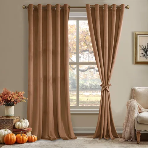 Miniatura 153 de JIUZHEN - Cortinas de terciopelo gris de 63 pulgadas opacas para sala de estar - Cortinas gruesas de terciopelo con ojales para ventana
