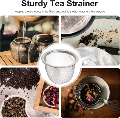 Miniatura 2 de Yardwe Filtro de té de acero inoxidable con filtro de malla fina, infusor de 2.5 pulgadas para preparar té de hojas sueltas en casa u oficina