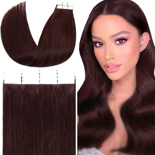 Miniatura 41 de Anrosa Extensiones de cabello humano real de 20 pulgadas, extensiones de cabello humano lacio de doble cara, color negro azabache, 1.76 oz, 20