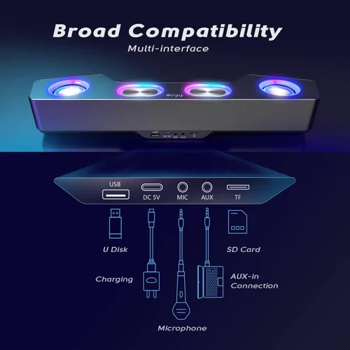 Miniatura 6 de Fifine - Altavoces de PC para computadora de escritorio, altavoces Bluetooth inalámbricos para juegos, transmisión, fiesta, deportes electrónicos