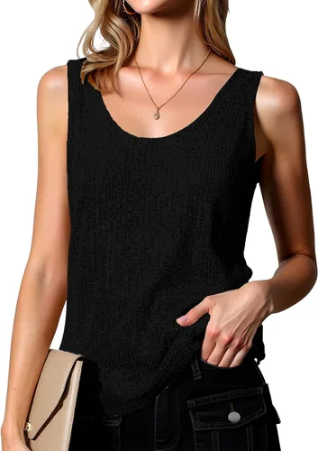 Miniatura 8 de Tops de Lentejuelas para Mujeres Sin Mangas Cuello Pronunciado Brillantes con Destellos Camisetas Sin Mangas Sexy para Fiestas Camiseta Base Sin