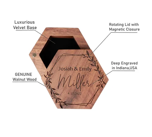 Miniatura 2 de Personalized Wooden Ring Box, Custom Wedding Ring Box, Engagement Ring Box, Custom Ring Holder
