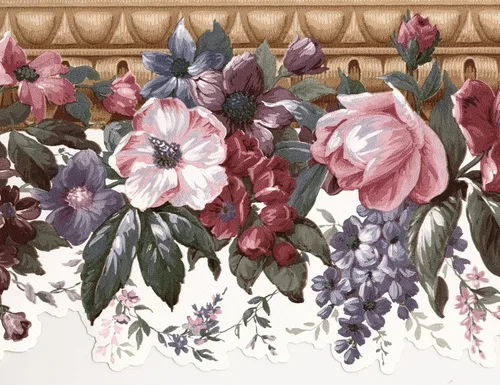 CONCORD WALLCOVERINGS ™ Papel Pintado Frontera Patrón Floral Flores Hojas Adornos, Borde Troquelado Para Casa De Campo Dormitorio Sala De Estar,