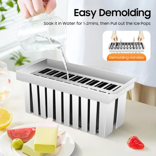 Miniatura 6 de Kit de moldes de paletas de hielo de acero inoxidable, moldes de acero inoxidable, soporte para palitos de helado de paletas de hielo + cepillo