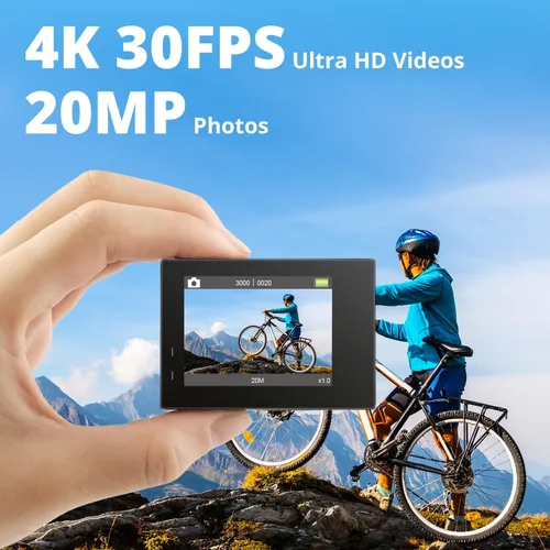 Miniatura 2 de Cámara de acción AKASO Brave 4 4K 30fps Ultra HD WiFi para deportes con FOV de 170°, estabilización de imagen, cámara sumergible impermeable a 131