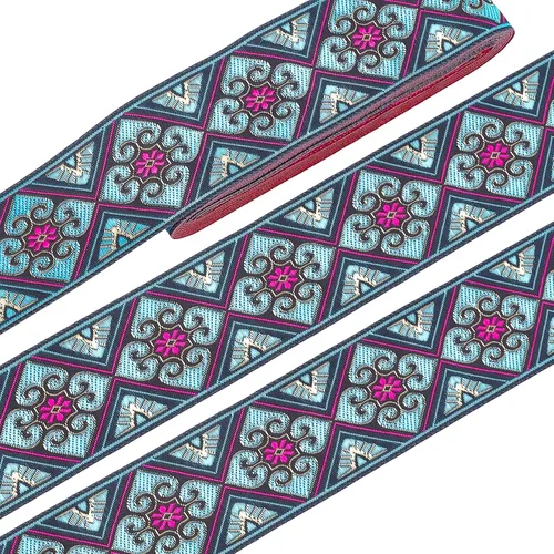 Miniatura 8 de PH PandaHall Cinta jacquard vintage de 1.3 pulgadas, 7 yardas, cinta tejida con embridado de tela bohemia para coser, diseño floral persa