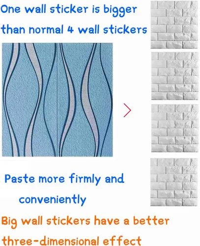 Miniatura 5 de 10 paneles de pared 3D para despegar y pegar, grueso diseño estéreo 3D anticolisión, autoadhesivo, impermeable, paneles de ladrillo sintético
