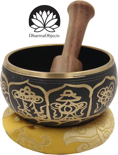 Miniatura 5 de DharmaObjects Tibeta Meditación Curación Chakra Terapia Cuenco Mazo y Caja de Cojín Set de Regalo (8 Símbolos de la Suerte)