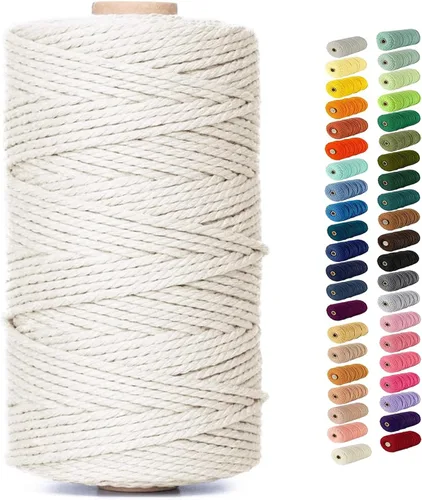 Miniatura 12 de Cuerda de algodón para macramé, de 0.11 pulgadas x 109 yardas, cuerda de macramé natural marrón, suministros perfectos de algodón para hacer