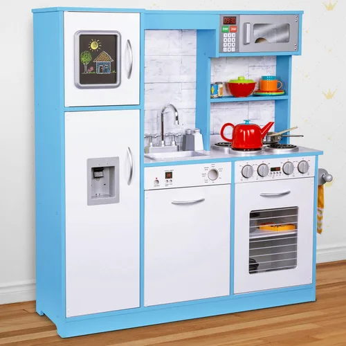 Miniatura 7 de Lil' Jumbl Set de Cocina Infantil, Cocina de Madera de Juguete, Heladera con Hielo Operada a Batería y Microondas con Sonido Realista, Incluye Ollas