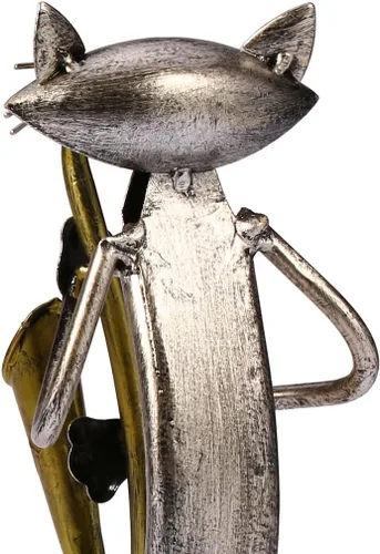 Miniatura 5 de Too-arts Un saxofón que juega la escultura del metal del gato de la estatua del hierro, artesanías, 3 diseño divertido