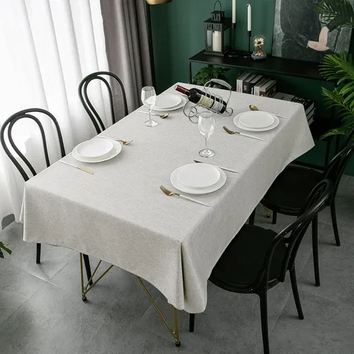 Miniatura 25 de Qidordour Mantel Redondo, 60 pulgadas de Diámetro, Mantel de Lino Sintético, Resistente al Agua, A Prueba de Derrames, Limpiable, Cubierta de Mesa