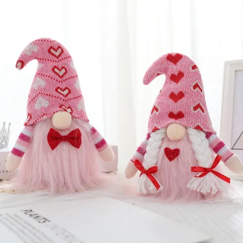 Miniatura 2 de Ochine Decoraciones de peluche de gnomo para el día de San Valentín, decoración del día de San Valentín, elfo escandinavo, sueco, Tomte, Navidad