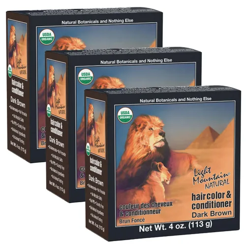 Miniatura 10 de Light Mountain Tinte y acondicionador de cabello de henna, tinte para el cabello castaño rojizo para hombres y mujeres, polvo orgánico de hoja