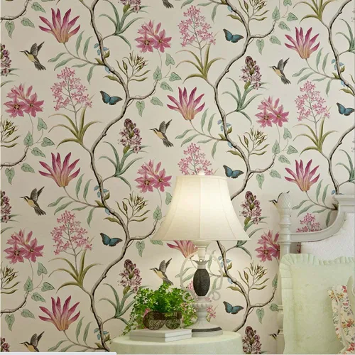 Miniatura 3 de Q QIHANG Papel tapiz retro con diseño de flores pastorales 3D de campo americano no tejido fresco 3D para dormitorio, sala de estar, fondo