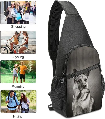 Miniatura 3 de Bolso cruzado de pastor alemán blanco y negro, mochila de viaje, senderismo, mochila casual para el pecho para mujeres y hombres, talla única