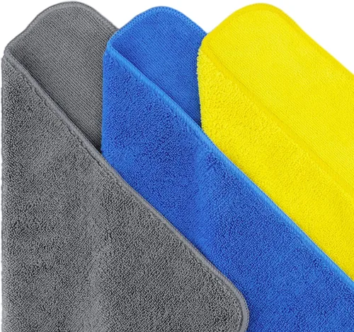 Miniatura 2 de POLYTE Toalla de limpieza de microfibra premium, 16 x 16 pulgadas, paquete de 36 (azul, gris, amarillo)