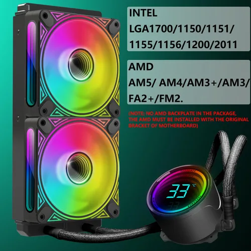 Miniatura 3 de TGDGAMER T-240MM Negro ARGB Refrigeración Líquida de CPU con Ventilador PWM ARGB de 240mm, Pantalla de Temperatura, Refrigeración de Agua