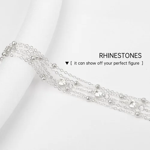 Miniatura 5 de Cadenas de cuerpo sexy sujetador de diamantes de imitación de plata cadena de vientre joyería bikini playa rave fiesta cuerpo accesorio para mujeres
