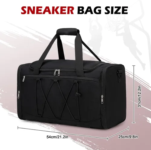 Miniatura 2 de Bolsa de deporte para viajes, deportes al aire libre, bolsa de zapatos para 4 pares de tenis hasta la talla 14, bolsa de viaje con 3 divisores