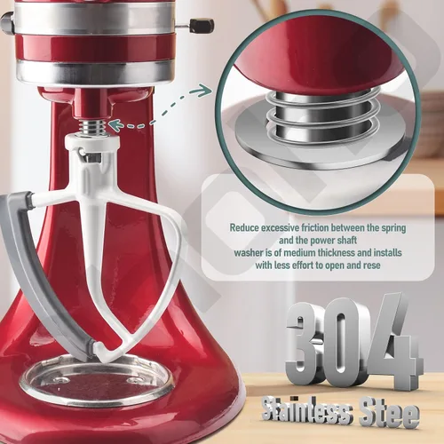 Miniatura 4 de Resorte y arandela de acero inoxidable 304 para mezcladores Kitchenaid de 3.5 cuartos a 7 cuartos de galón (excluidos los modelos mini). Protege