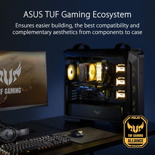 Miniatura 7 de ASUS TUF Gaming GT501 - Funda para juegos de torre media, soporte EATX, 4 ventiladores preinstalados, panel frontal USB 3.0, vidrio templado